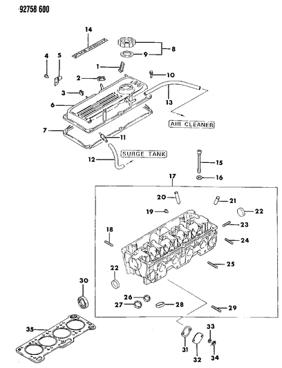 1992 Dodge Colt Cylinder Head & Cover Diagram 2