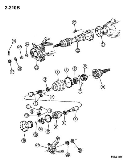 1994 Dodge Dakota Shaft, Front Drive Axle Diagram