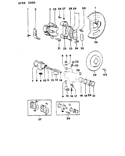 1986 Chrysler Conquest Brakes, Rear Diagram