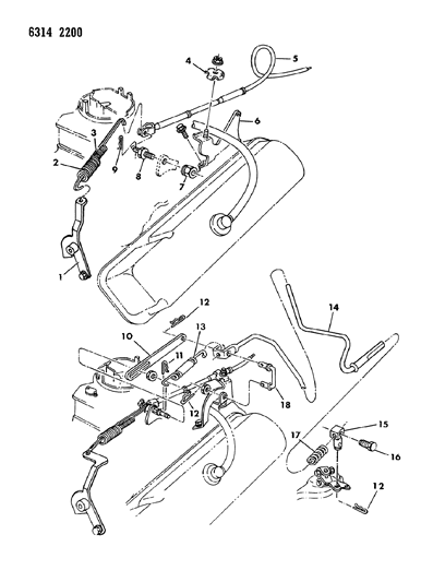 1987 Dodge W150 Rod Carb To Trans Diagram for 4287963