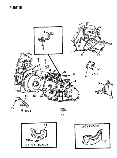 1991 Chrysler TC Maserati Transaxle Assemblies & Mounting Diagram