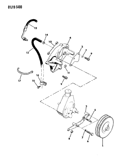 1985 Jeep J10 Pump Mounting - Power Steering Diagram 1