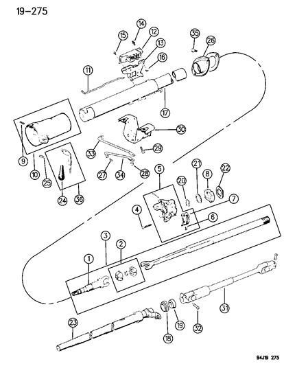 1994 Jeep Cherokee Housing - Steering Column Lower Diagram 1