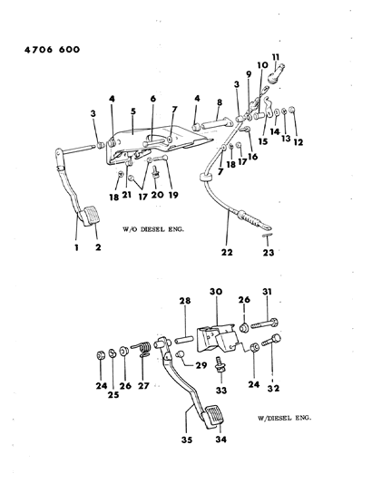 1984 Dodge Ram 50 Cable, Clutch Diagram for MB012460