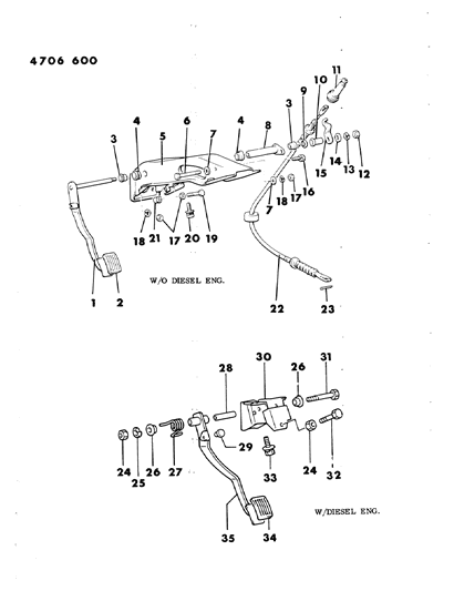 1984 Dodge Ram 50 Pin-Clutch Control Equip Diagram for MF472065