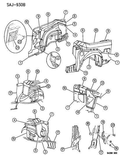 1994 Chrysler LeBaron Quarter Panel Diagram