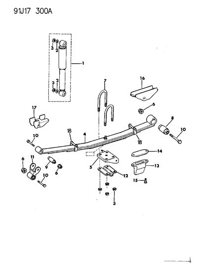 1991 Jeep Comanche Suspension - Rear Diagram