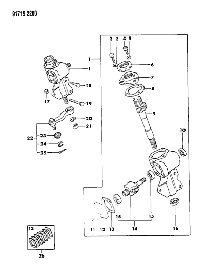 1991 Dodge Ram 50 Gear - Manual Steering Diagram