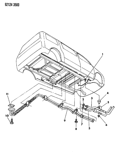 1992 Chrysler Town & Country Plumbing - Auxiliary Underbody A/C Diagram
