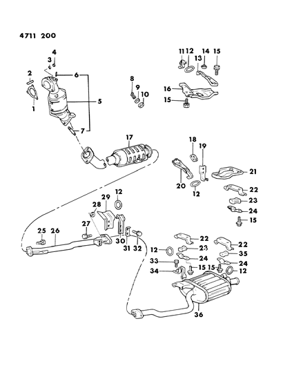 1984 Chrysler Conquest Exhaust System Diagram