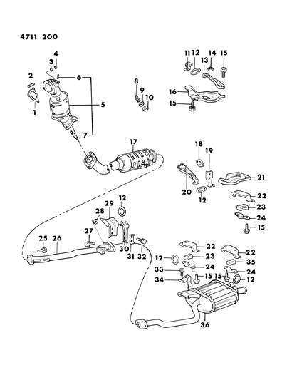 1984 Dodge Conquest Exhaust System Diagram