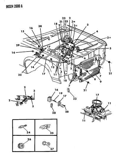 1990 Dodge Dakota Plumbing - A/C & Heater Diagram 2