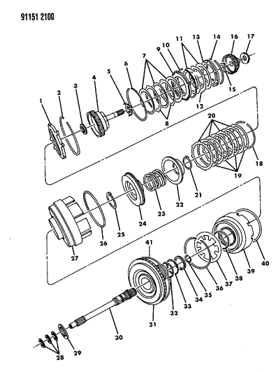 1991 Dodge Grand Caravan Clutch, Input Shaft Diagram