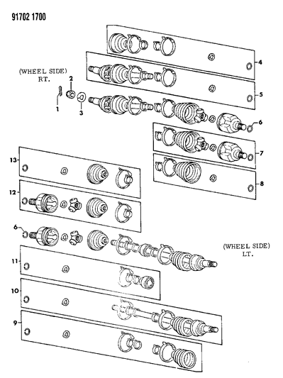 1991 Dodge Colt Axle, Front Diagram