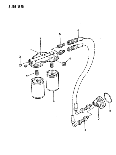 1989 Jeep Wrangler Oil Cooler & Filter Diagram 2