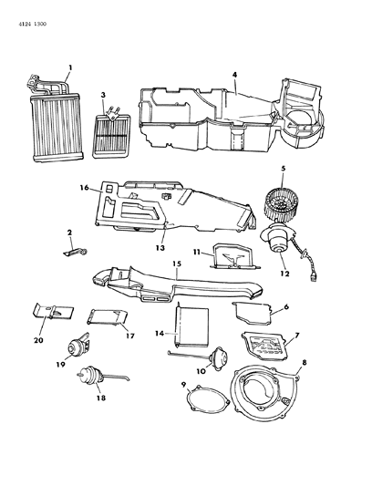 1984 Dodge Caravan Air Conditioner & Heater Unit Diagram