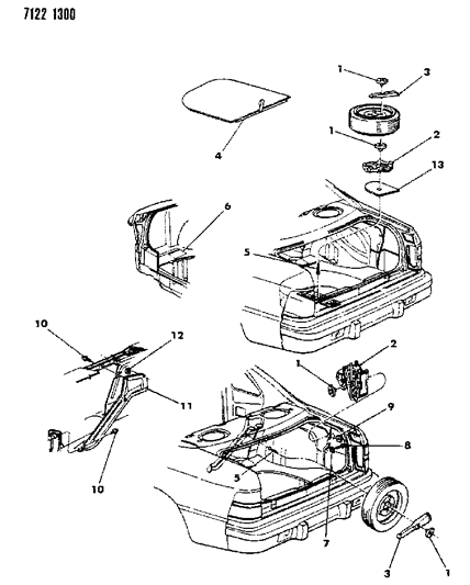 1987 Chrysler LeBaron Premium Jack & Spare Tire Storage Diagram