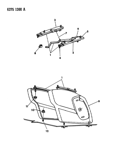 1986 Dodge Ram Wagon Adjusters & Riser, Bucket Seat Diagram