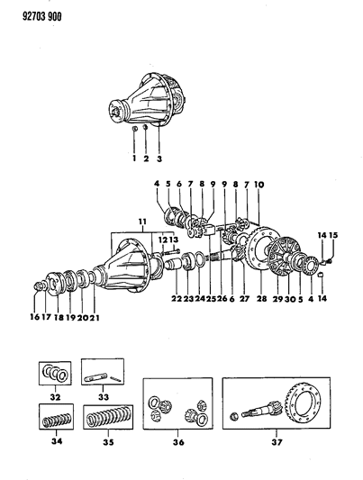 1993 Dodge Ram 50 Differential - Without Limited Slip Diagram