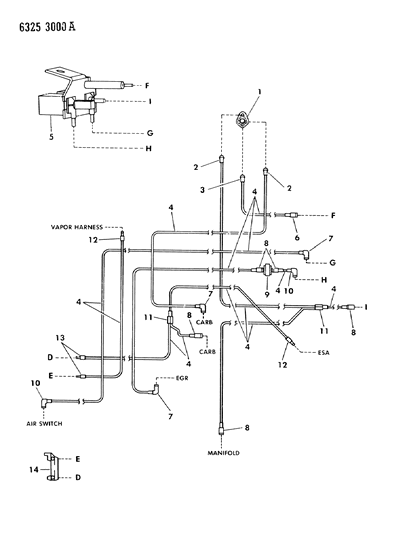 1986 Dodge D150 EGR Hose Harness Diagram 3