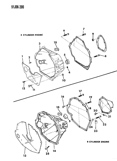 1992 Jeep Wrangler Housing & Pan, Clutch Diagram