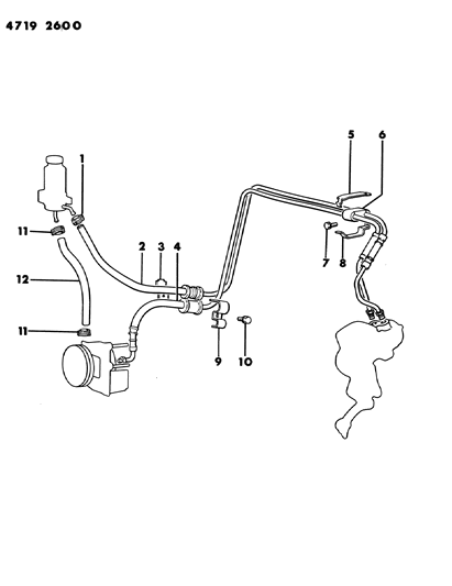 1984 Dodge Ram 50 Hose & Attaching Parts - Power Steering Diagram 3