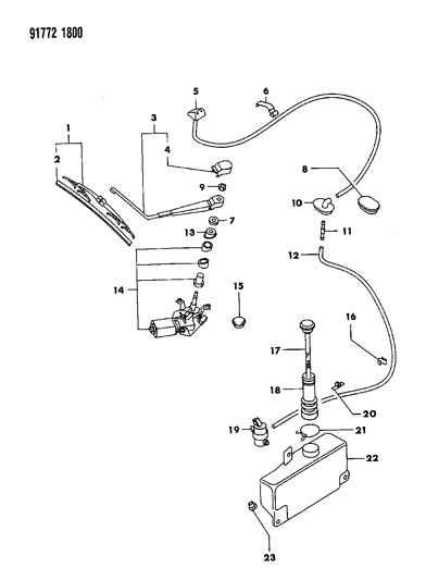 1991 Dodge Stealth Rear Wiper & Washer Diagram