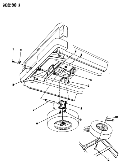 1991 Dodge Dakota Carrier, Spare Wheel Diagram