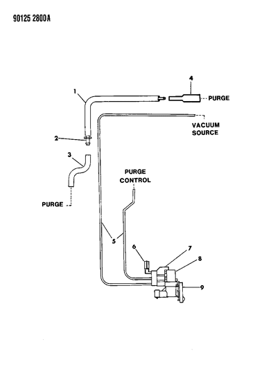 1990 Dodge Caravan Vapor Canister Hose Harness Diagram 1