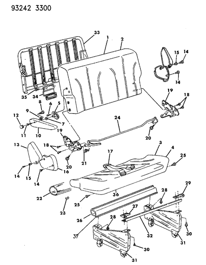 1993 Dodge Grand Caravan RETAINER-Seat Diagram for 6008076