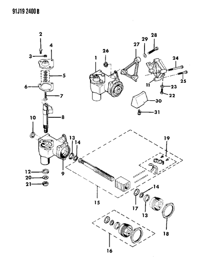 1993 Jeep Wrangler Gear - Steering Diagram