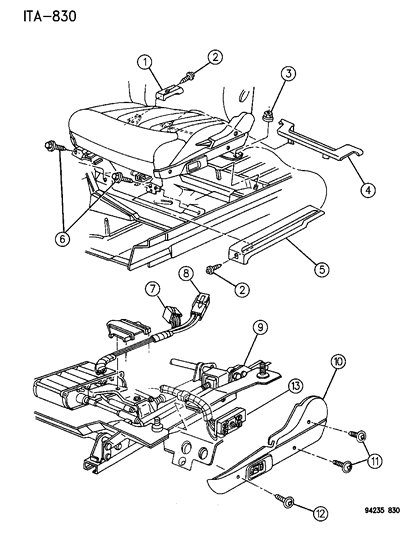 1994 Chrysler LeBaron Sedan Adjuster - Electric & Covers Diagram