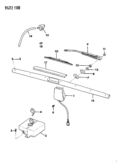 1991 Jeep Grand Wagoneer Blade-WIPER Diagram for WB000013AE