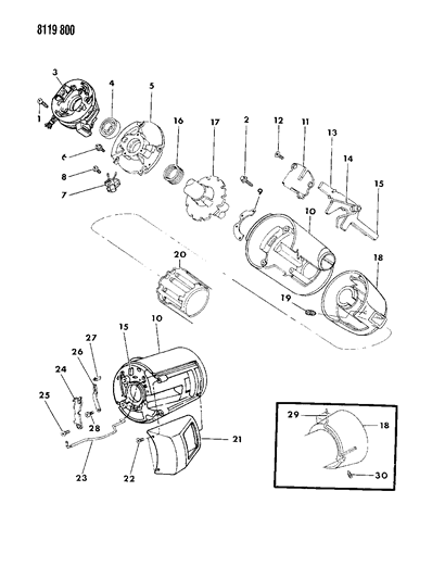 1988 Dodge Dynasty Column, Steering, Upper Column Shift, Without Tilt Diagram