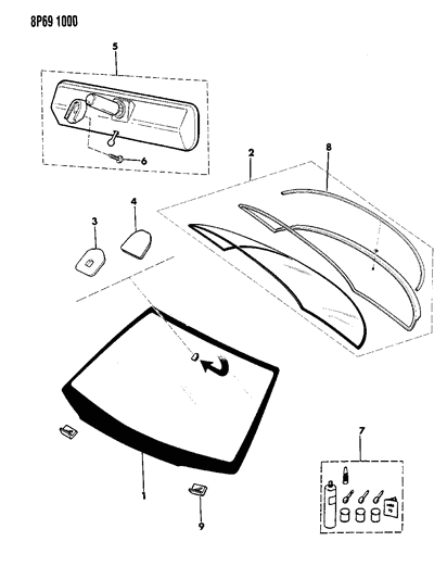 1990 Dodge Monaco Inside Rear View Mirror Diagram for 35007638