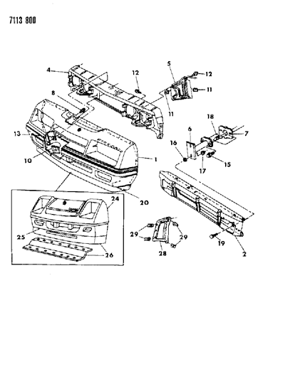 1987 Dodge Charger Fascia, Bumper Front Diagram