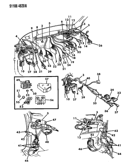 1991 Chrysler LeBaron Sedan Wiring - Instrument Panel Diagram