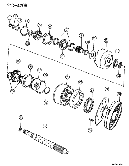 1996 Jeep Grand Cherokee Gear Train & Intermediate Shaft Diagram 1