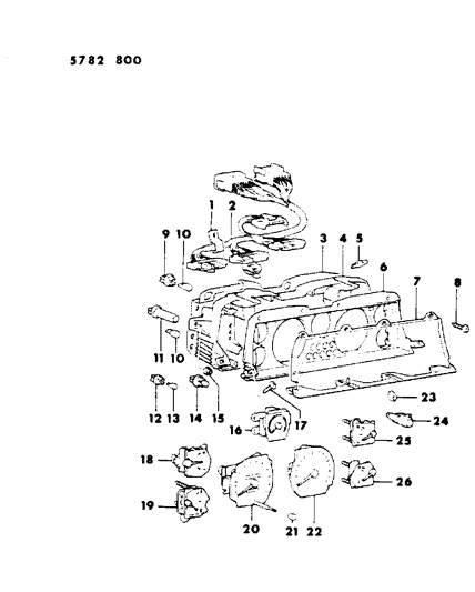 1986 Dodge Conquest Cluster, Instrument Panel Mechanical Diagram