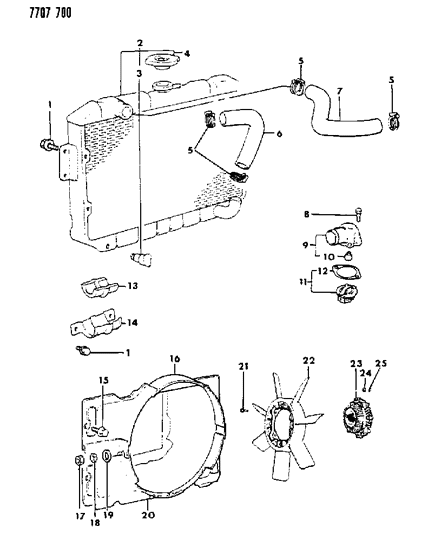 1987 Chrysler Conquest Radiator & Related Parts Diagram 2