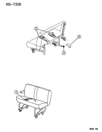 1996 Chrysler Town & Country Belts - Rear Inner 2 And 3 Passenger Diagram