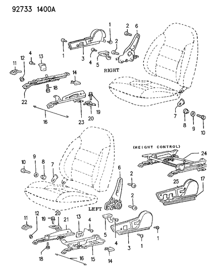 1992 Dodge Colt Seat Adjuster & Attaching Parts Diagram 2