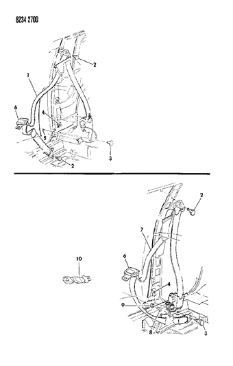 1988 Chrysler LeBaron Belt - Front Lap & Shoulder Diagram