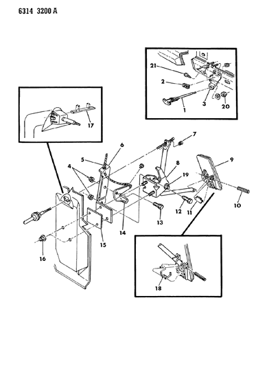 1987 Dodge W250 Accelerator Pedal & Hand Throttle Controls Diagram