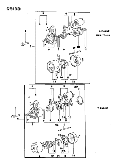 1992 Dodge Ram 50 Engine Starter Diagram for MD172860