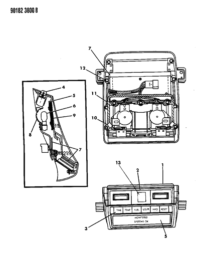 1990 Dodge Dynasty Console, Overhead Diagram