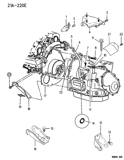 1995 Chrysler Sebring Transaxle Mounting & Miscellaneous Parts Diagram 1
