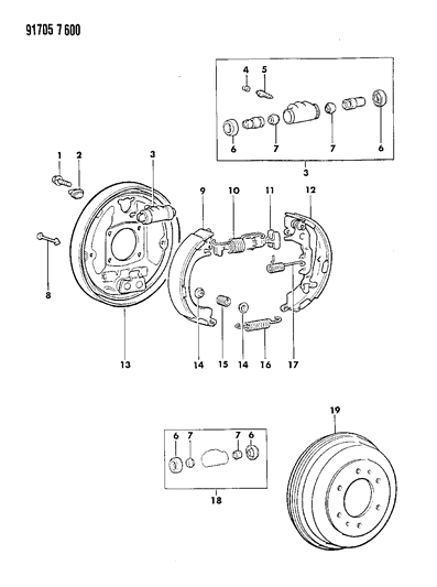 1991 Dodge Ram 50 Brake, Rear Drum Diagram