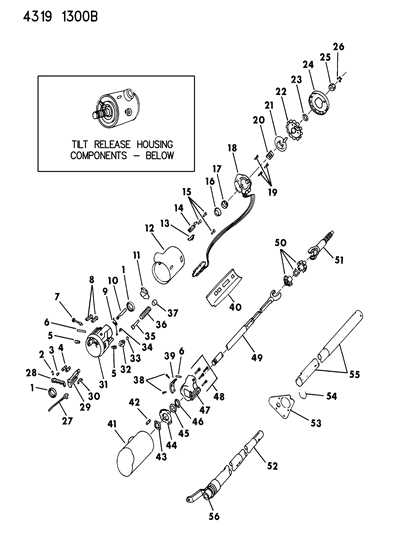 1984 Dodge D150 Column, Steering, Tilt (Release Housing) Diagram