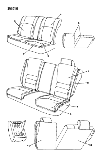 1988 Chrysler LeBaron GTS Rear Seat Diagram 2